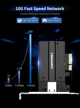 CF-P100V2 AQC107 10G Ethernet PCI Express 3.0 Bezdrôtový Adaptér 2,5 G/5G/10G PCIE-X4 Sieťová karta 10Gbps Rýchly Prenos Dongle