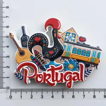 Kreatívne Portugalsko Orientačný Bod Symbol Kohút Cestovného Ruchu Suvenírov Lisabonskej Madeira Tramcar Gitara Maľované Magnetické Chladnička Magnet