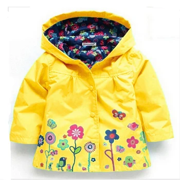2-6 Rokov, Baby, Dievčatá Kapucí 2020 Jar Jeseň Bežné Outwear Dieťa Dieťa Kvetinový Vzor, Nepremokavé Deti Roztomilý Farbou Srsti