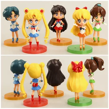 5 ks/Set Sailor Moon Údaje Tsukino Usagi Námorník Anime PVC Model Bábiky Hračky Kreatívny Zber Darček Pre Deti
