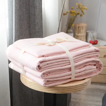 Japonský štýl bavlna pranie bavlny 3/4pcs posteľná bielizeň súpravy(perinu+plochý list+obliečka na vankúš) Osyter farbou