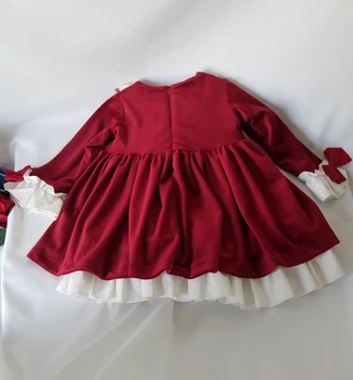 Jesenné Zimné dojčenskej Vestidos Baby Girl červená Vianočné Šaty Pre Dievčatá Novorodenca Vintage Dlhý Rukáv Princess Narodeniny Strana 1-5