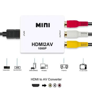 HDMI2av NA AV Scaler Adaptér HD Video Converter Box HDMI RCA av na vga, AV/CVSB L/R-Video 1080P av2hdmi