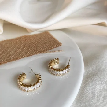 2020 Kórejský Micro Pave Zirkón Hoop Náušnice Pre Ženy Elegantný Kruh Sladké Šperky