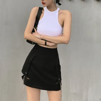 Kórejský Štýl Vintage Žena Vysoký Pás Sukne Sexy Elegantné Krátke Sukne Dámske Letné Žena Čierne Mini Gotický Sukne Klub Nové 2020