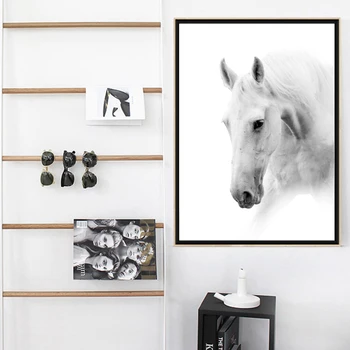 Nový Biely Kôň Plátno Maľby Zvierat, Plagát a Tlač Nordic Wall Art Obrázky pre Office Obývacia Izba Domáce Dekorácie bez rámu