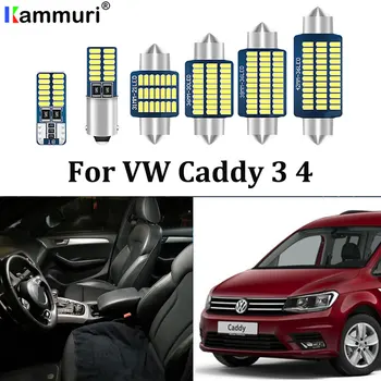 Bez Chýb Biele Interiérové LED Svetla Kit Pre Volkswagen VW Caddy 3 4 MK3 MK4 interiérové led Mapu Dome batožinového priestoru osvetlenie（2004-2018)