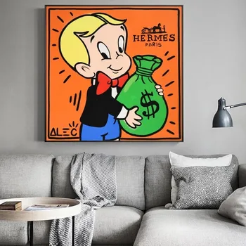 Plátno Obrazy Alec Monopol Bohaté Peniaze Muž na Stenu Umenie Plagáty a Vytlačí Graffiti Art obrazov na Stenu Domova Cuadros