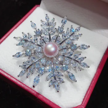 ZHBORUINI 2019 Jemné Šperky Nové Prírodné Sladkovodné Perly Brošňa Tvorivé Snowflake Brošňa Kolíky Pearl Šperky Ženy Príslušenstvo