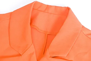 Bangniweigou Elegantné Double-breasted Drážkou Orange Sako Bunda s Dlhým Rukávom Jeseň Office Dámy Práce Bežné vrchné oblečenie Kabát