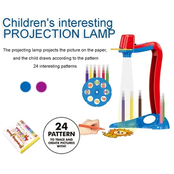 Deti Projektor Lampa Maliarska Doska Pero Auta Skicár Kreslenie Vzdelávacie Hračka