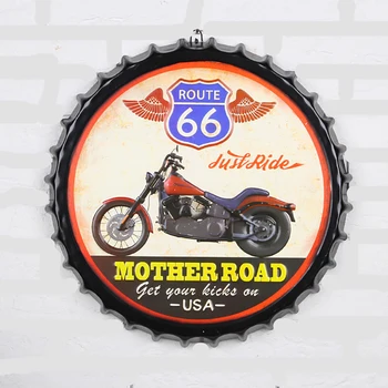 Route 66 Motorový Olej, Pivo Spp Prihlásiť Visí Remesiel Vintage Kovov Cín Prihlásiť Motocykel Garáž Bar Cafe Stena Dekor Kruhový Tanier Plakety