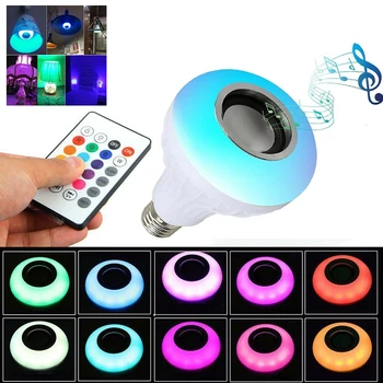 E27 Bezdrôtová LED Žiarovka Smart Led Hudobný Prehrávač Audio Žiarovku s Diaľkovým ovládaním 12W RGB Farebné Hudby Žiarovky