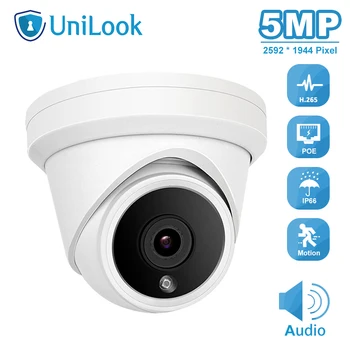 UniLook 5MP POE IP Kamera Vstavaný Mikrofón Vonkajšie Bezpečnostné CCTV Kamera, IP66 IR 30 m Hikvision ONVIF Kompatibilné P2P H. 265