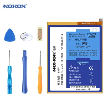 NOHON Pôvodné HB366481ECW Batériu Pre Huawei Ascend P9 G9 S 9 Lite Česť 8 5C Telefón Batterie Maloobchodných Balíkov Bezplatné Nástroje Na Sklade
