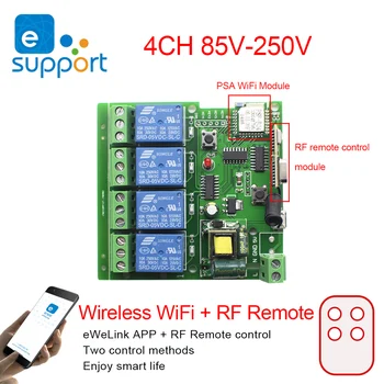 Ewelink Inteligentné Diaľkové Ovládanie Prepnite položku Wifi Modul 4CH 7 - 32V 85-250V 10A Relé, RF Diaľkové Pracovať s Alexa IFTTT pre Smart Home