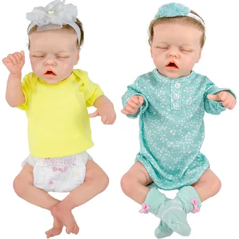 43 CM Realistické Reborn Baby Doll Twin Série Dievča S Očami Zatvorenými Realisticky Novorodenca Bábika Mäkké Plné Silikónové Telo Bonecas