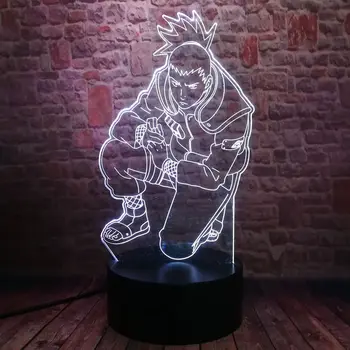 Blikajúce Nara Shikamaru 3D Model Nočného Vizuálnej Ilúzie LED 7 Farieb Zmena Flash Light Naruto Anime Obrázok Hračky pre chlapcov