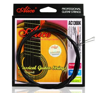 6pcs Celý Set Alice AC136BK Čierny Nylon Potiahnuté Zliatin Medi Rany Struny na Klasickú Gitaru