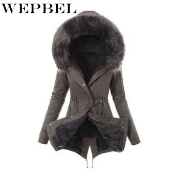 WEPBEL dámskej Módy Zime Udržiavať v Teple, Umelú Kožušinu Kabát s Kapucňou Bežné Zahusťovanie Bunda Outwear