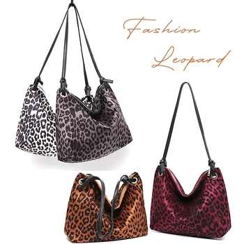 CEZIRA Luxusný Leopardí Vzor Ženy Módne Tašky cez Rameno, Soft Nylon Textílie Veľké Hobo Kabelky Ženy Bežné Dizajn Tote Peňaženky