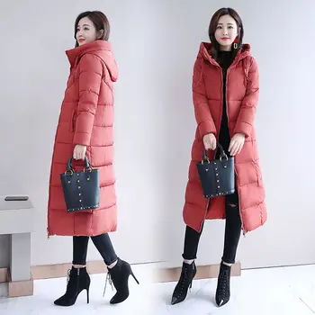 Ženské 2020 nové bavlnené oblečenie zimné kabát ženy dole bavlna pribrala zime nosiť dlhé bavlnené čalúnená šaty nad kolená