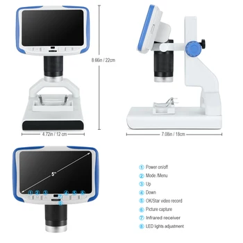 Andonstar AD205 Digitálny Stolový Mini Mikroskop s 5 Palcový LCD Displej Študent Vzdelávacie biologických pre Deti Deti Darček