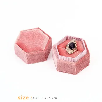 Zerong Velet Krúžok box Hot predaj 6.2x5.5x5.2 cm farebné mieste hexagon flannelette krúžok/náhrdelník šperky krabica na svadobné &zapojenie