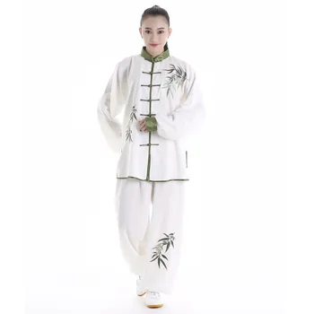 Dlhé Rukávy Wushu Oblečenie Výšivky TaiChi KungFu Jednotné Jar Jeseň Žena Tai Chi Vyhovovali Uniformy Cvičenie Oblečenie