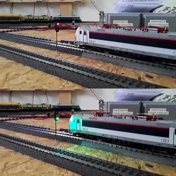 Ho zmenšený Model Svetla Prekročení Signál Street LED Lampa Vlak Železničnej TrainTraffic Hračky Pre Deti Diorama Stavebné Usporiadanie Cesty
