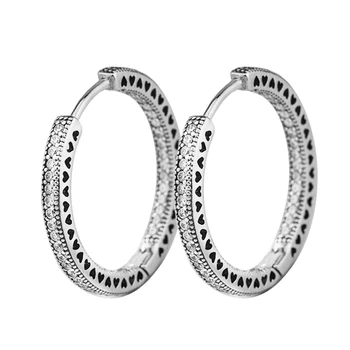 Náušnice Pre Ženy, Skutočné 925 Sterling Silver Srdcia Hoop Náušnice Jemné Šperky Originálne brincos