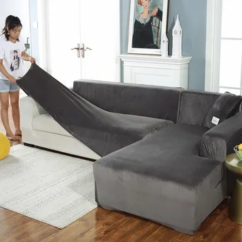 Swan plyšové elastické all-inclusive gauč kryt gauč kryt kryt lehátko longue gauč ochrany vankúš v tvare L nábytok