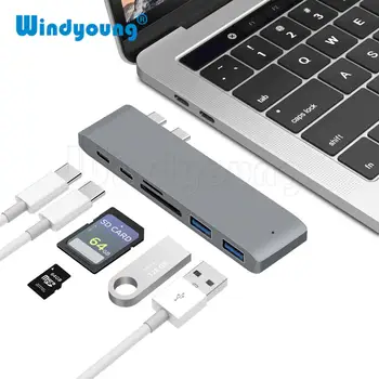 USB Typu C Hub Čítačka Kariet s USB 3.0 Porty SD/Micro SD Card Reader Typ-C, USB 3.0 s USB-C Nabíjačku PD pre MacBook Pro