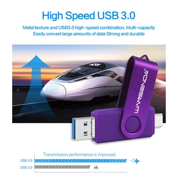 WANSENDA Typu C, USB Flash Disku 512 gb diskom USB 3.0 a Typ C & Micro USB Pero Disk 128 gb kapacitou 256 gb 64 GB 32 GB kl ' úč Flash
