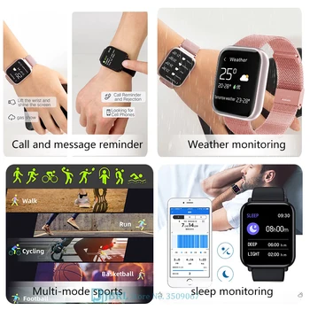 2021 Smart Hodinky P80 Muži Ženy Smartwatch plne Dotykový Fitness Šport Tracker Vodotesný Náramok Pre Android IOS LED Digitálne Hodinky