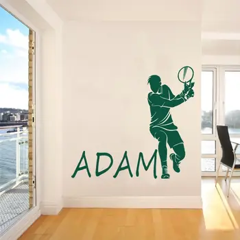 Osobné Meno tenista Odtlačkový Wall Art Tenis Športové Nálepka pre Domov A detský Miestnosti Dekorácie Vymeniteľné A002477