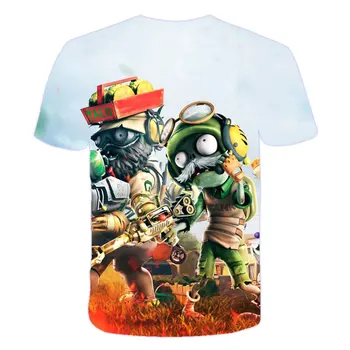 Letné Chlapčenské Oblečenie Bežné T-shirt Rastliny Vs Zombie Vzor 3D Vytlačené T shirt Deti Nosiť Cartoon Hry, Baby Topy Tričko
