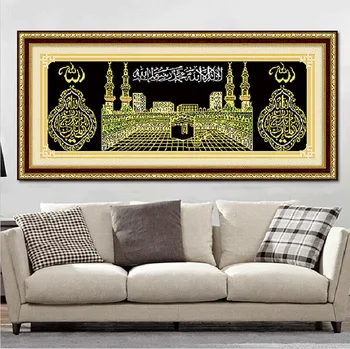 5D Diamanty Výšivky Islam Moslimskej Svätej Kaaba Mešita Kolo Diamond Maľovanie Cross Stitch Súpravy Diamond Mozaiková Výzdoba