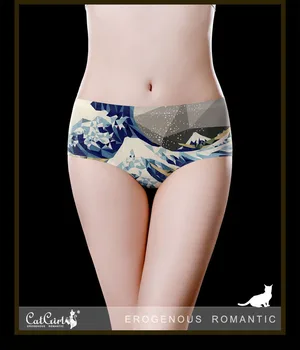 Nové Japonskom štýle Retro maľovanie dievča Nohavičky Bezšvové Spodky Ice Hodváb dámske Nohavičky Žena Ultra-tenké Bielizeň Sexy Ženy