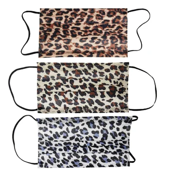 10-500pcs Jednorazové Čipky Úst Maska Non-tkané 3-vrstvový Filter, Masku na Tvár Vytlačené Čierny Leopard Prachu Dôkaz Dospelých Úst Masky