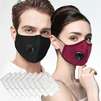 2 ks Tvár, Ústa Maska 8x filtre Mouthmask Anti-Infekcie aktívne uhlie Proti prachu So Vzduchom Ventil Facemask Opakovane Umývateľný