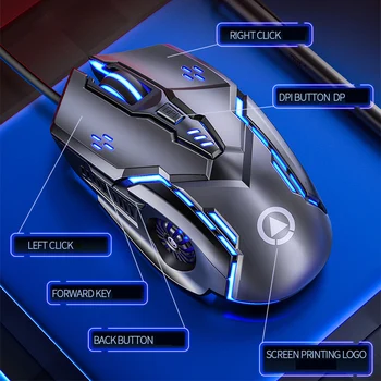 Herná Myš Drôtová Myš 6D 4-Rýchlosti, 3200 DPI RGB Gaming Mouse na PUBG Počítač, Notebook, Dobíjacia Herná Myš