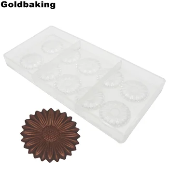 Goldbaking Slnečnice Čokoláda Polykarbonátu Formy 3D DIY Pečenie Formy PC Kvet Candy Zásobník