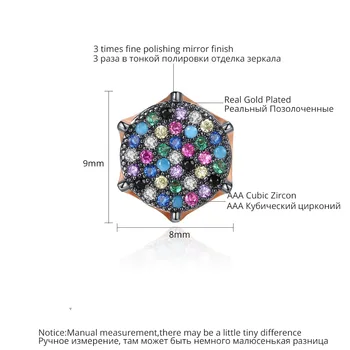 LUOTEEMI Roztomilý Dizajn Hexagon-tvarované Stud Náušnice pre Ženy Strany Luxusné CZ Nádherné Šperky Brincos Multicolors Vianočný Darček