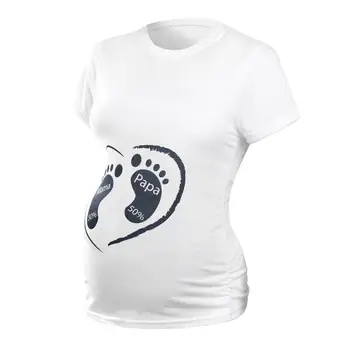 Ženy Materskej Krátky Rukáv Karikatúra Tlače Topy T-shirt Tehotenstva Oblečenie vysokej tehotenstva schwangerschaftsmode schwanger bluse A1