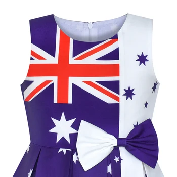 Dievčatá Šaty Austrália Národnej Vlajky Národný Deň Kontrast Farieb 2020 Lete Princezná Svadobné Party Šaty, Oblečenie Pre Deti