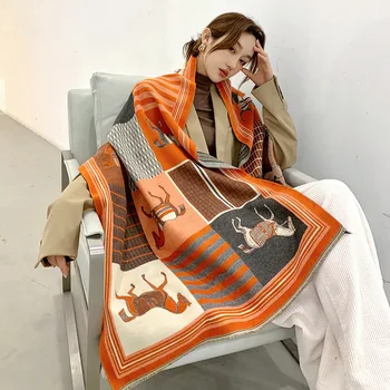 2020 Luxusné Zimné Cashmere Šatku Ženy Lady Dizajn Teplé Pashmina Deka Prepravu Šatky Šatkou Žena Hrubé Foulard