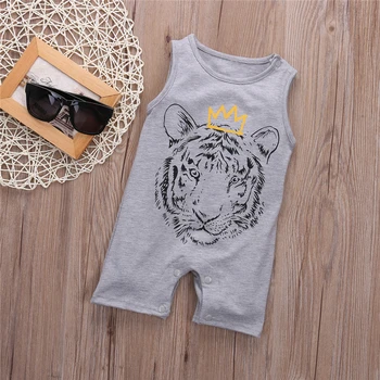 Novorodenca Batoľa Detská Dieťa, Chlapec, Dievča, Unisex Oblečenie Tiger Vytlačené Romper Jumpsuit Playsuit Oblečenie 0-24M