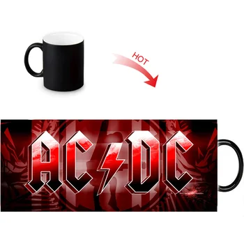 Zábava AC DC vzor kúzelné hrnčeky magic farby hrnček kávy prispôsobený čaj mlieko pohár darček 350 ml