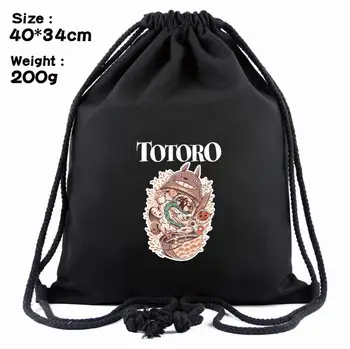Anime Totoro Šnúrkou Taška Plátno Batoh Dospievajúci Chlapci Bookbag Skladovanie Tašky Ženy Muži Cestovná Taška